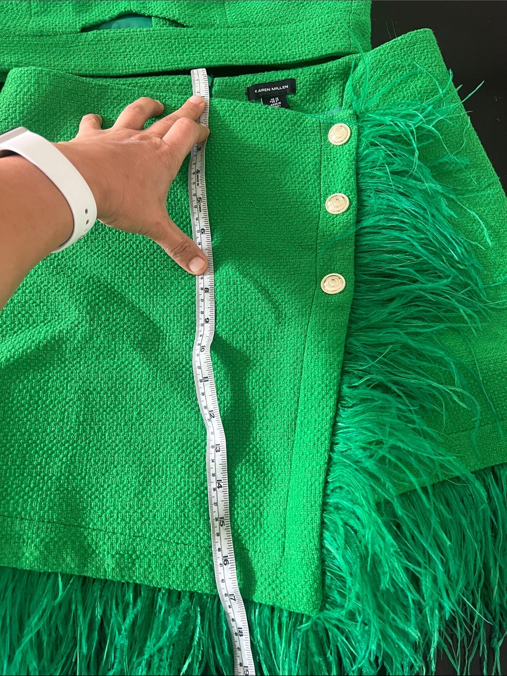 Karen Millen Emerald Green Feather-Trim Skirt Set - Picture 5 of 5